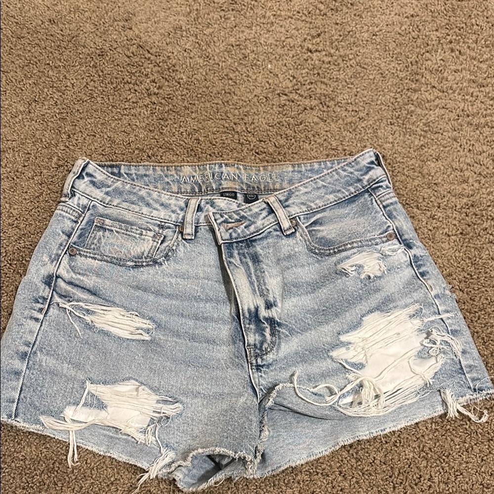 American Eagle Outfitters Blue Jean Shorts Distressed Cut-Off